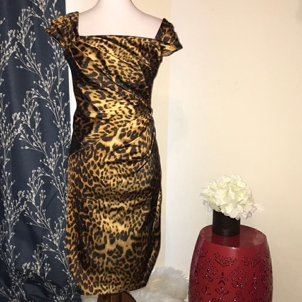 Tadashi Shoji Cheetah Print Cocktail Dress